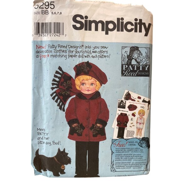 Simplicity 5295 Sewing Pattern Childs Jacket Pants Scarf Hat Sz 5-8 Patty Reed - Picture 1 of 2